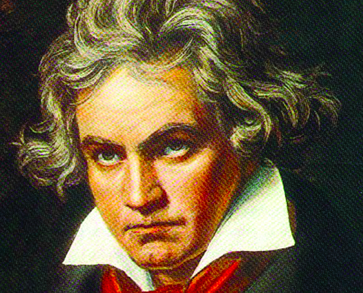 A color portrait of Beethoven that shows his passion and intensity.