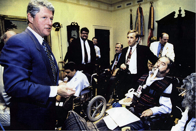 Ed Roberts in the White House with President Bill Clinton.